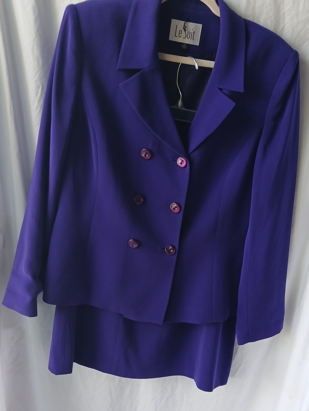 Le Suit Purple Double-Breasted Women's Skirt Set